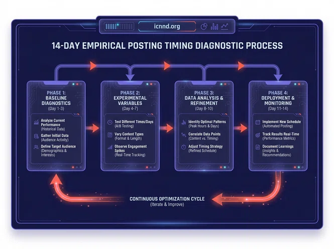 Step-by-step decision tree flowchart illustrating the 14-day empirical timing diagnostic framework