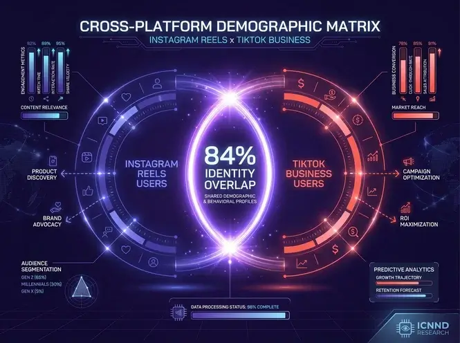 Demographic overlap visual chart between Instagram Reels and TikTok business users