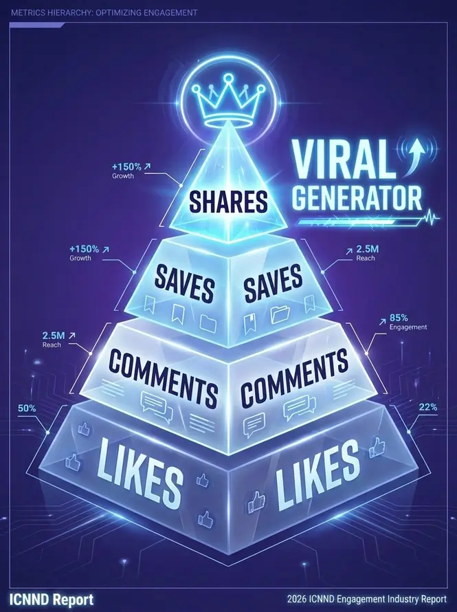 Vertical infographic showcasing the hierarchy of Instagram algorithm signals
