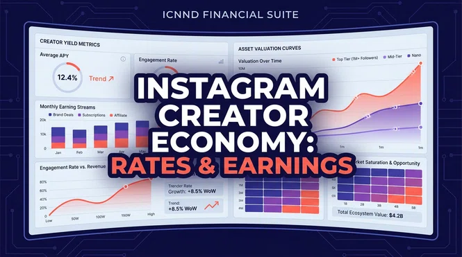 Financial valuation interface presenting Instagram creator yields and media asset valuation metrics