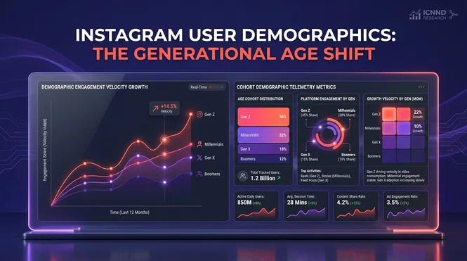 Generational age shift data dashboard for Instagram media allocation