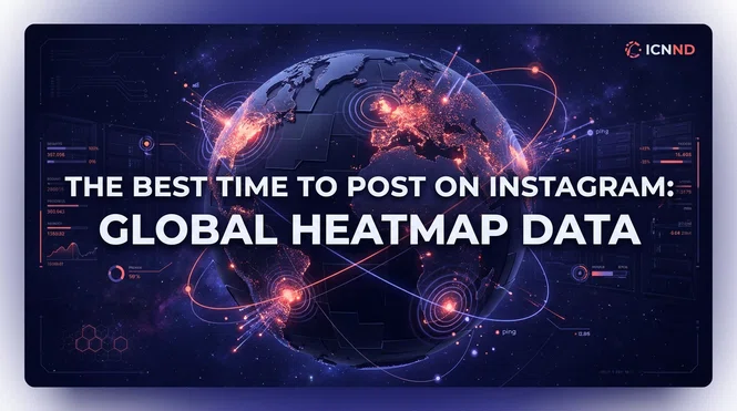 Global map visualization of Instagram user activity heatmaps and algorithm signal velocity timing