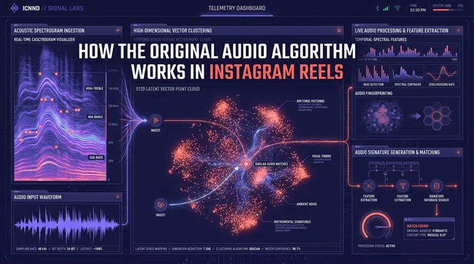 Real-time telemetry dashboard analyzing Instagram Reels acoustic spectrogram ingestion and vector clustering