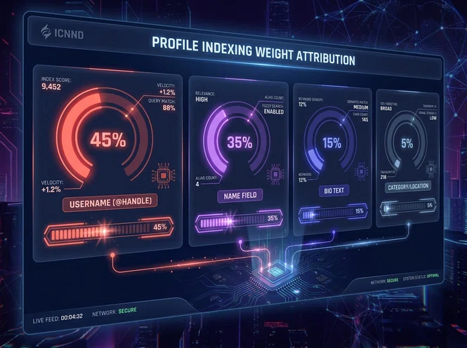 Infographic showing the relative indexing weight attribution across Instagram profile fields