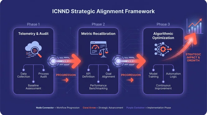 Strategic roadmap graphic showing the three-step implementation workflow for social media algorithm alignment