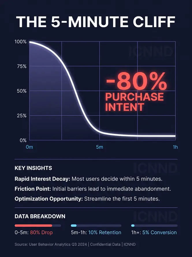 Infographic detailing the rapid drop in purchase intent across a 24-hour response window